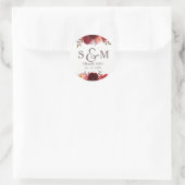 Sticker Rond Bourgogne Marsala Roses rouges Merci Floral (Sac)