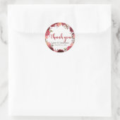 Sticker Rond Bourgogne Marsala Roses rouges Merci Floral (Sac)