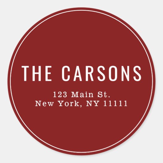 Sticker Rond Bourgogne Noël Round Retour Adresse Label (Devant)