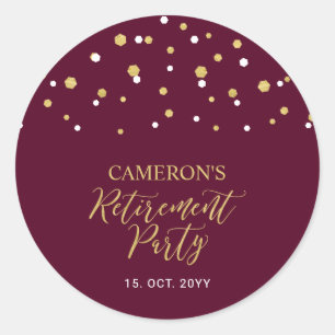 Sticker Rond Bourgogne & Or Cadeau de fête de retraite modern