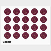Sticker Rond Bourgogne & Or Retraite moderne Favoriser le Merci (Feuille)