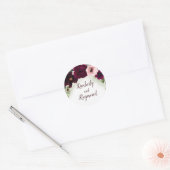 Sticker Rond Bourgogne Peonies Aquarelle Verdure Bouquet (Enveloppe)