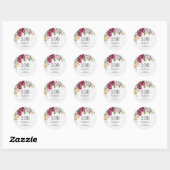 Sticker Rond Bourgogne rose florale 100e anniversaire (Feuille)