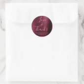 Sticker Rond Bourgogne Rose Gold Foil Love & Thanks (Sac)
