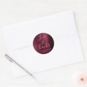 Sticker Rond Bourgogne Rose Gold Foil Love & Thanks (Enveloppe)