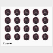 Sticker Rond Bourgogne & Rose Gold Geode Agate Enregistrer la d (Feuille)