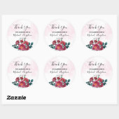 Sticker Rond Bourgogne Rouge Blush Floral Wedding Favoriser (Feuille)