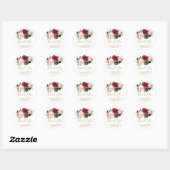 Sticker Rond Bourgogne Rouge Floral Russe Boho Merci (Feuille)
