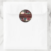 Sticker Rond Bourgogne Rouge Floral Russe Boho Merci (Sac)