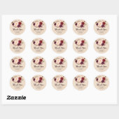Sticker Rond Bourgogne Rouge Floral Russe Boho Merci (Feuille)
