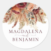 Sticker Rond Bourgogne Terracotta Rust Fall Flores Pampas Grass (Devant)