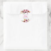 Sticker Rond Bourgogne Violet Brown Rose Rustique Floral Annive (Sac)