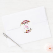 Sticker Rond Bourgogne Violet Brown Rose Rustique Floral Annive (Enveloppe)