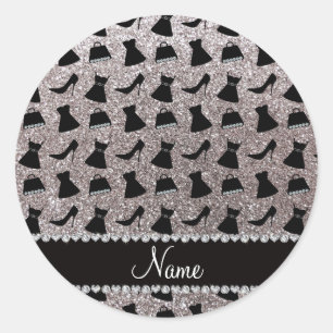 Sticker Rond Bourses argentées nommées de robe de talons haut