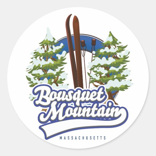 Sticker Rond Bousquet Mountain Massachusetts logo Ski (Devant)
