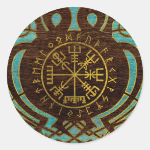 Sticker Rond Boussole de navigation de Vegvisir - de Viking