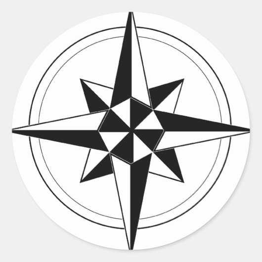 Sticker Rond Boussole noire (Devant)