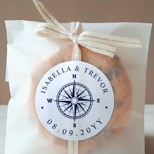 Sticker Rond Boussole Rose Vent Nautique Blanc | Date marine