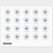 Sticker Rond Boussole Rose Vent Nautique Blanc | Date marine (Feuille)
