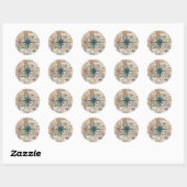 Sticker Rond Boussole sur une carte ancienne (Feuille)