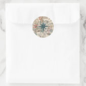 Sticker Rond Boussole sur une carte ancienne (Sac)