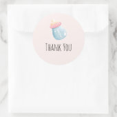 Sticker Rond Bouteille Bleu & Rose Bébé Merci mou (Sac)