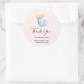 Sticker Rond Bouteille Bleu & Rose Bébé Merci mou (Sac)