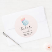 Sticker Rond Bouteille Bleu & Rose Bébé Merci mou (Enveloppe)