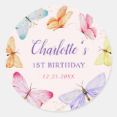 Sticker Rond Bouteille d'aquarelle 1er anniversaire (Devant)