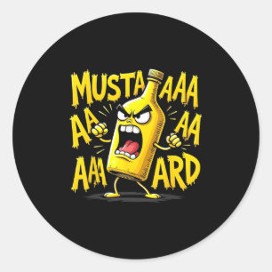 Sticker Rond Bouteille de moutarde hurler drôle Humour de rap d