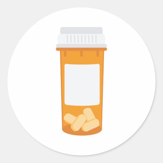 Sticker Rond Bouteille de pilules (Devant)