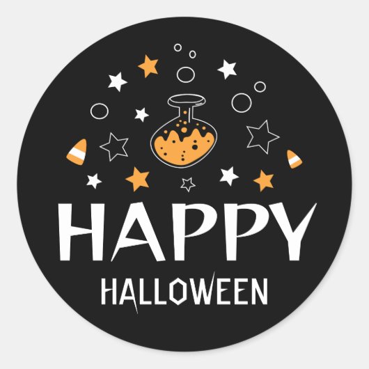 Sticker Rond bouteille de potion d'halloween heureuse (Devant)
