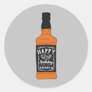 Sticker Rond Bouteille de Whisky Anniversaire 21 ans Amateurs d