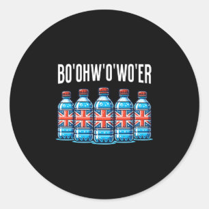 Sticker Rond Bouteille d'eau de vacances britannique drôle et G