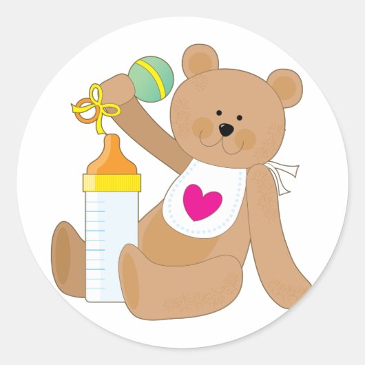 Sticker Rond Bouteille Et Bébé (Devant)