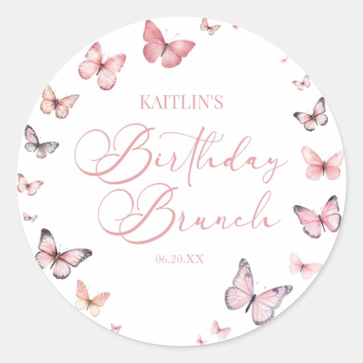 Sticker Rond Bouteille rose douce fête d'anniversaire Brunch (Devant)