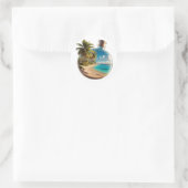 Sticker Rond Bouteille Souvenir Guadeloupe: Plage Tropicale  (Sac)
