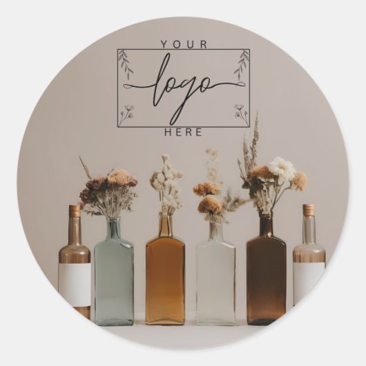 Sticker Rond Bouteilles Boho | Fleurs | Esthétique (Devant)