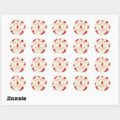 Sticker Rond Bouteilles & Boots Baby shower rouge rétro (Feuille)