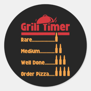 Sticker Rond Bouteilles de bière Bbq drôles de minuteur de gril