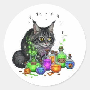 Sticker Rond Bouteilles de coton et de potion - Halloween du Ma