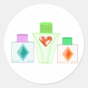 Sticker Rond Bouteilles de parfum et de lotion