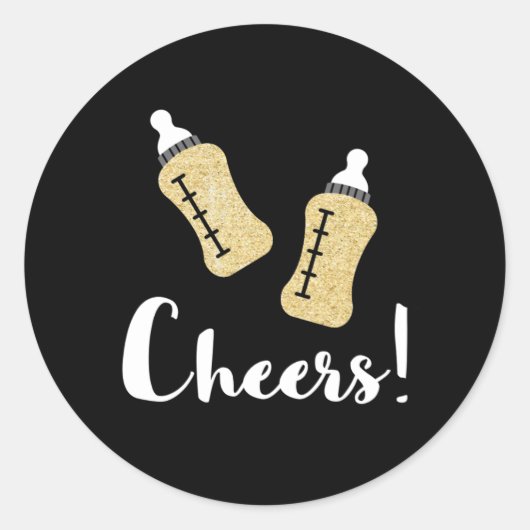 Sticker Rond Bouteilles de pompage Joyeux Nouvel An Faire-part (Devant)