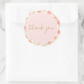 Sticker Rond Bouteilles d'or Roses roses rose Merci d'aquarelle (Sac)