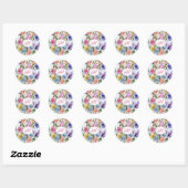 STICKER ROND BOUTEILLES ET FLEURS BLANCHES (Feuille)
