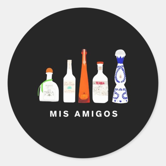 Sticker Rond Bouteilles Mis Amigos Tequila (Devant)