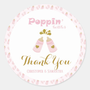 Sticker Rond Bouteilles Pink Baby shower fille
