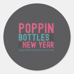 Sticker Rond Bouteilles Pn pour la nouvelle année, sage-femme l