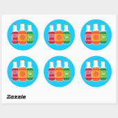 Sticker Rond Bouteilles Pop Soda (Feuille)