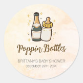 Sticker Rond Bouteilles Poppin Baby shower moderne Bouteille bé (Devant)